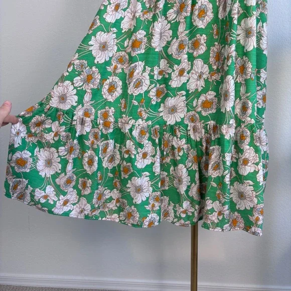 SHE + SKY Green Floral Split Neck Swing Dress 2XL Crochet trim dopamine dressing - Picture 13 of 16